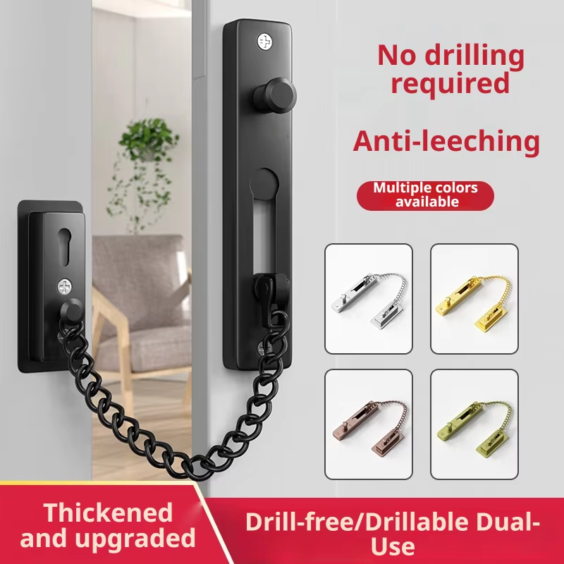 Security Chain Door - กุญแจสแตนเลสสตีล ทนทานต่อการเชื่อมต่อความร้อน โซ่ล็อคประตู โซ่ป้องกันความปลอดภัย สปริงกันขโมย กลอนแบบกด