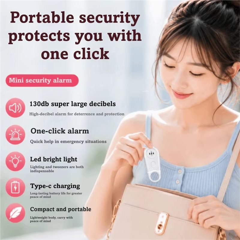 Personal Alarm Keychain - พวงกุญแจสัญญาณเตือนฉุกเฉินแบบพกพา อุปกรณ์เตือนภัยส่วนตัว เสียงดัง ระดับเดซิเบลสูง ดีไซน์แบบชาร์จไฟได้